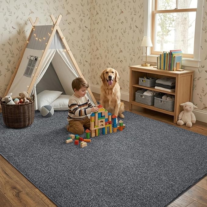 5x7 Black/White Area Rug Washable Non-Slip Soft - Image 3