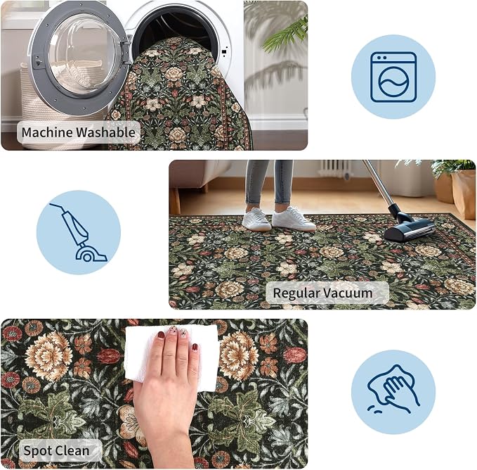 GarveeHome Washable Runner Rug 2x6, Non Slip Floral Kitchen Runner - Image 6