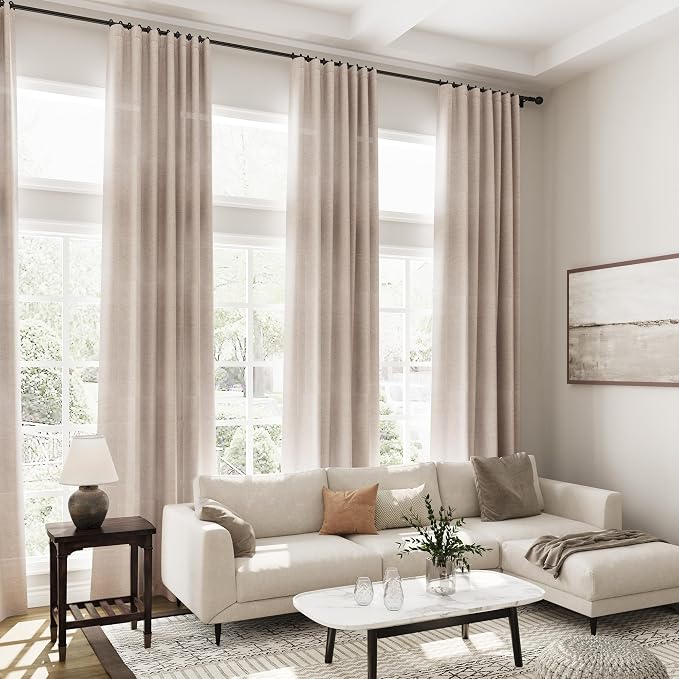Oatmeal Linen Curtains 120 Inch Extra Long - Image 8
