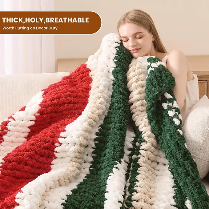 L'AGRATY Chunky Knit Throw Blanket - Image 4
