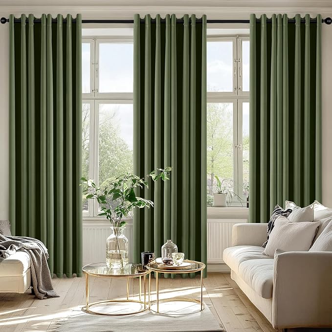 MIULEE Blackout Curtains for Bedroom 2 Panels 50 x 84 Inch Long Olive Green | - Image 6