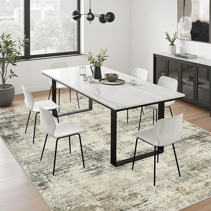5x7 Area Rug Living Room: Modern Washable Soft Carpet Ash Brown | - Image 4