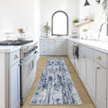 2'6''x8' Runner Rugs Washable Rug: Modern Abstract Hallway Blue Gold Carpet | by GENTDRIZZ
