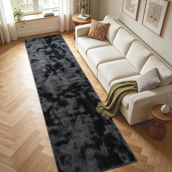 2x10 Tie-dye Dark Grey Runner Rug Washable Non-Slip - Image 4