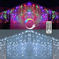 Toodour Christmas Icicle Lights Outdoor, 2 in 1 White & Multicolor Color Changing Icicle Lights with 60 Drops, 29.5ft 360 LED Christmas Light Fairy Twinkle Light for Wedding Home Outdoor Xmas Decor