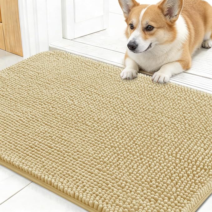 OLANLY Dog Door Mat for Muddy Paws 24x16, Super Absorbent Chenille Mud Mat | by OLANLY