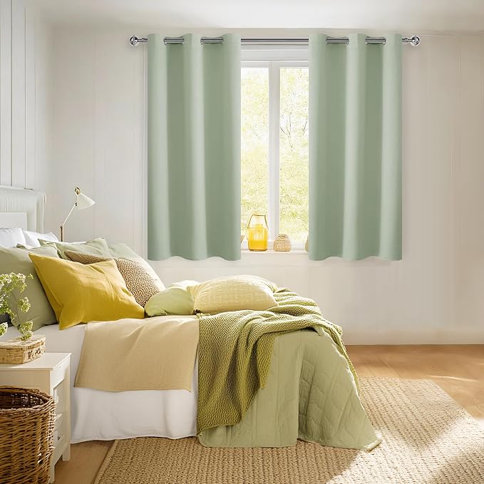 Blackout Curtains for Bedroom, 2 Panels, Seafoam Green 42 x 54 Inch | Thermal - Image 2