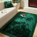 AMTOVO Faux Fur Sheepskin Rug for Living Room, 4 x 6 ft Dark Green Fluffy Area by AMTOVO