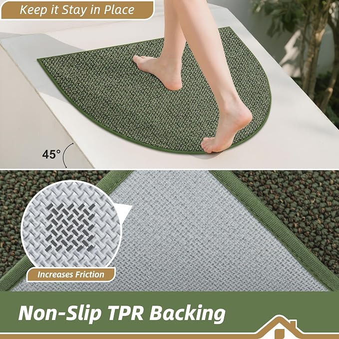 BEQHAUSE Dirt Trapper Door Mat 24" x 36" Half Circle Non Slip Rugs, Absorbent - Image 4