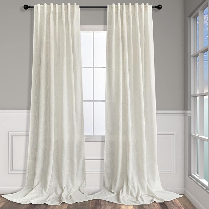 Pitalk Back Tab Linen Curtains 95 Inches Long 2 Panels Set by Pitalk