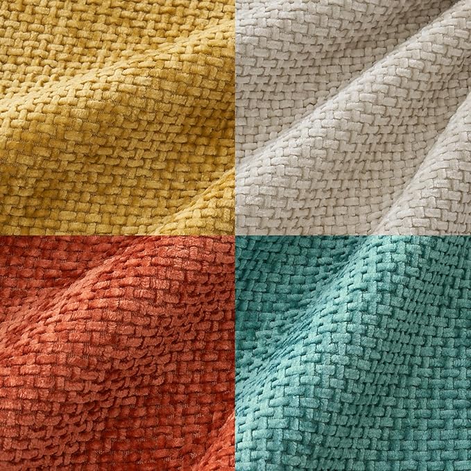MIULEE Decorative Chenille Fall Pillow Covers Orange Teal 20x20 Pack of 4 | - Image 2