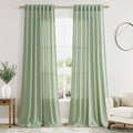 Mist Sage Linen Curtains 108 Inches Long by Nanspring