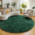 Dark Green Round Area Rugs 6ft, Ultra Soft Bedroom Circle Rug by ONASAR