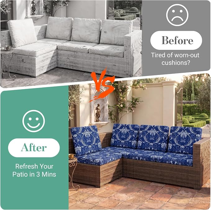 8Pcs Patio Cushion Covers Stretch Outdoor Furniture Protector Slipcovers | - Image 5