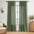 Forest Green Linen Curtains 108 Inches Long by Nanspring