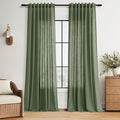 Forest Green Linen Curtains for Living Room 120 Inches Long Light Filtering by Nanspring
