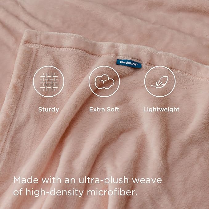Bedsure GentleSoft Fleece Throw XL Blanket Dusty Pink - 300GSM Soft Lightweight Plush Cozy Blankets for Bed, Sofa, Couch, Travel, Camping, 50x70 inches