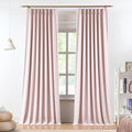 Vision Home Soft Pink Pinch Pleated Full Blackout Curtains Linen Blended Room by VisionHome