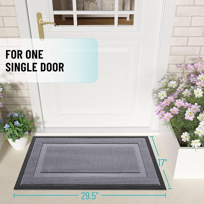 OLANLY Front Door Mat Outside 29.5x17, All-Season Heavy-Duty Rubber Doormat | - Image 2