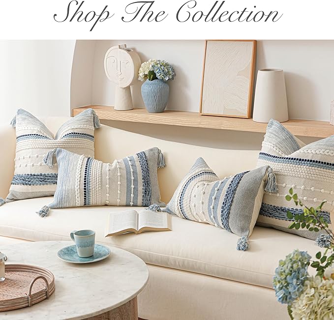 Decorative Lumbar Throw Pillow Cover 12x20 Coastal Blue Accent Cushion - Image 6