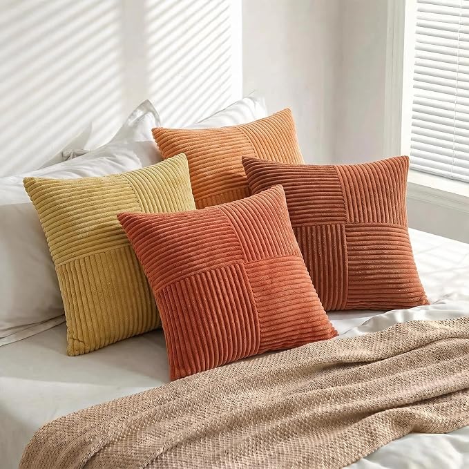 Fancy Homi Set of 4 Boho Fall Decorative Throw Pillow Covers 18x18 Inch - Image 5