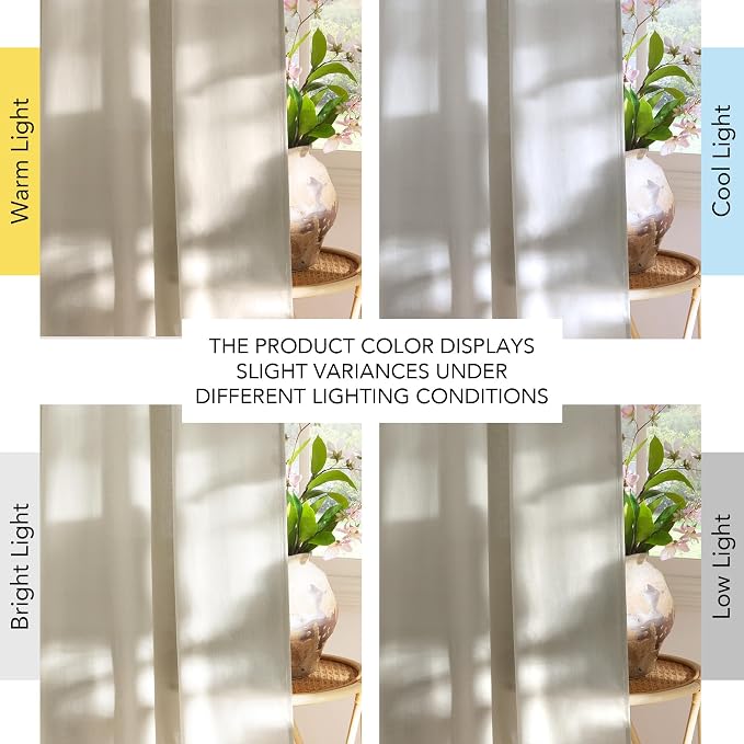 NICETOWN Bone White Linen Sheer Bedroom Curtains, Grommet Thick Flax Semi Sheer - Image 7