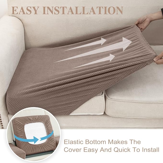 LA MEACK Couch Cushion Covers for Sectional Sofa L Shape Washable Separate Seat - Image 5