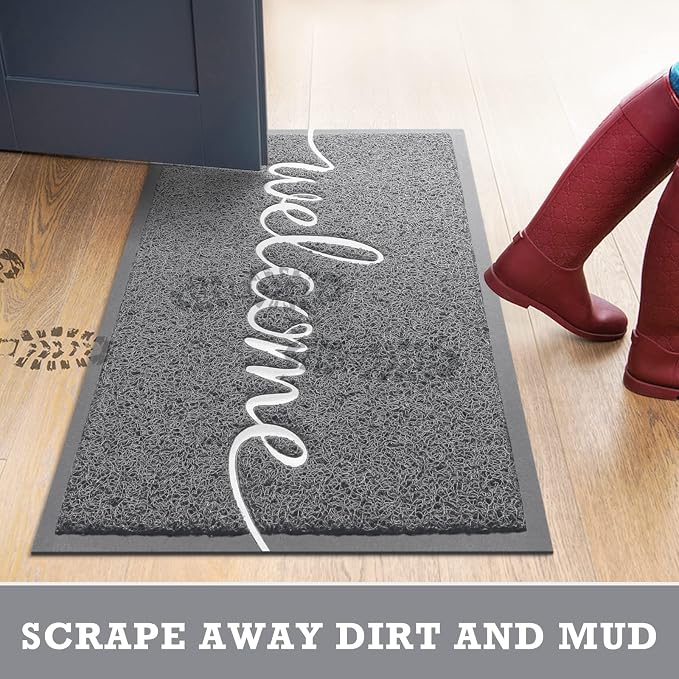 Grey Door Mat Welcome Mats Outdoor Indoor Doormat - Image 5