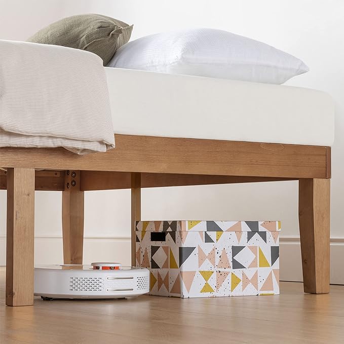 Mellow Naturalista Classic 16 Inch Solid Wood Platform Bed with Wooden Slats, Natural Pine, Twin