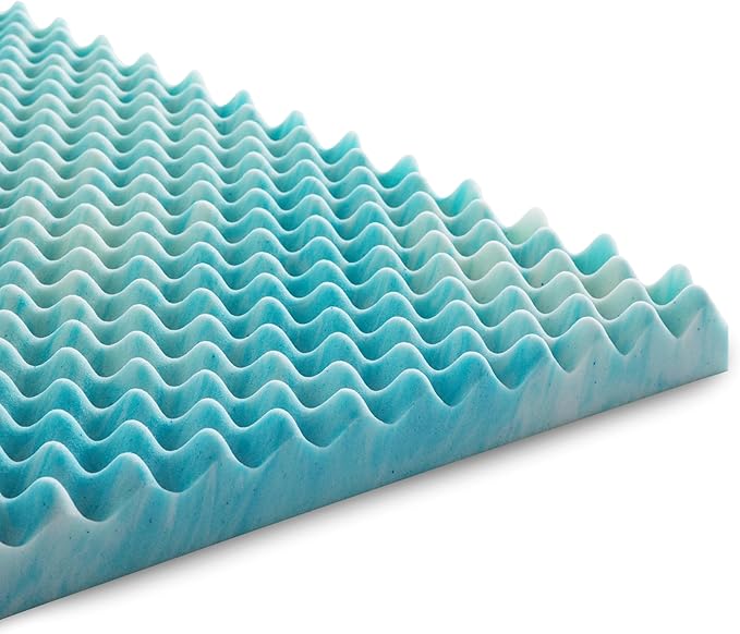 Linenspa 2 Inch Convoluted Gel Swirl Memory Foam Mattress Topper - Promotes Airflow - Relieves Pressure Points - Twin XL
