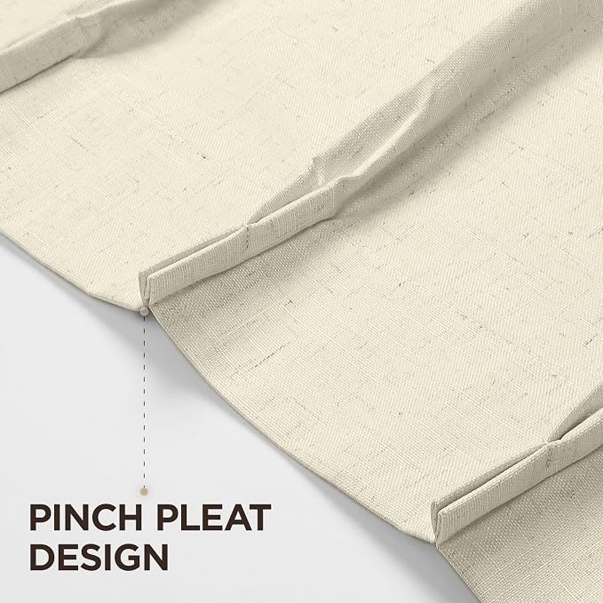 Joydeco Pleated Curtains for Living Room Bedroom, Linen Drapes 90 inch Length 2 - Image 5