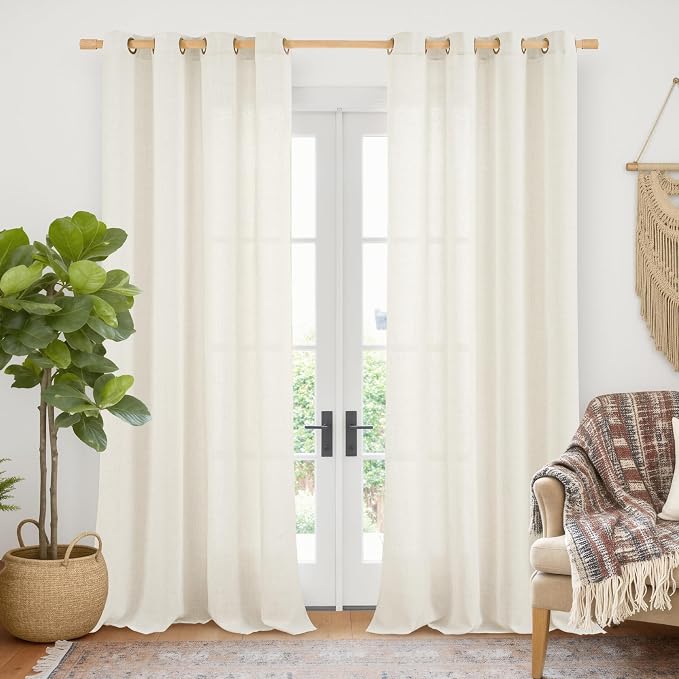 YoungsTex Ivory Linen Curtains 52X84 Inch Length by YoungsTex