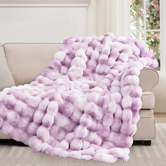 Luxury 1000GSM Faux Rabbit Fur Throw Blanket - Image 3