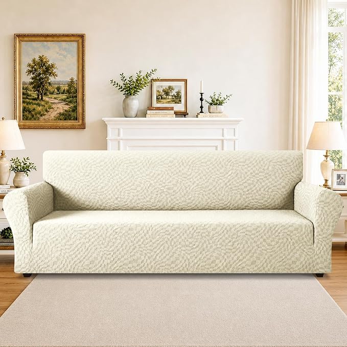 ZNSAYOTX 1 Piece Stretch Oversized Sofa Covers, New Plaid Couch Cover - Image 2