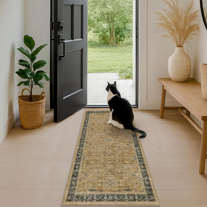 Soft Taupe 2x5 Indoor Entryway Floor Mat, Small Runner Rug by HazoHaus