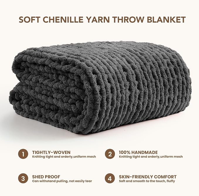 L'AGRATY Chunky Knit Throw Blanket - Image 3