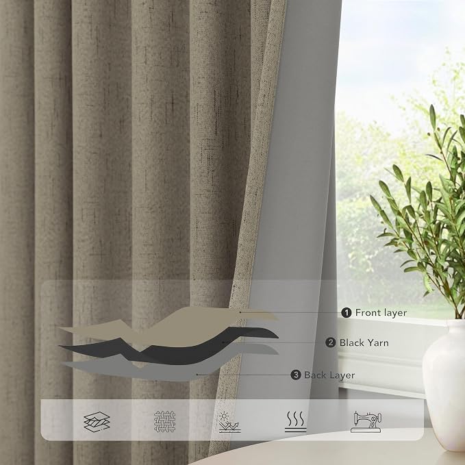 Living Room Darkening Curtains 63 Inches Long Small Bay Window Blackout - Image 6