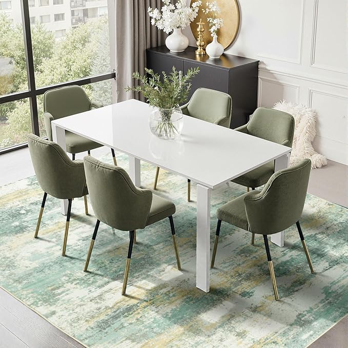Rugflix 5x7 Area Rugs for Living Room, Washable Light Green Large Rug | Machine - Image 3