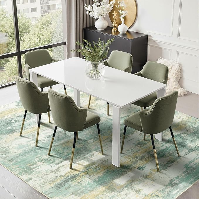 Rugflix 8x10 Area Rugs for Living Room, Washable Light Green Large Rug | - Image 3