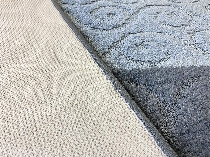 Custom Size Modern Runner Rug Carpet for Hallway Entryway Foyer Kitchen, Slip Resistant Latex Rubber Backed 31 inch Wide X Customized Length, Scroll Grey, 31 inch X 7 feet