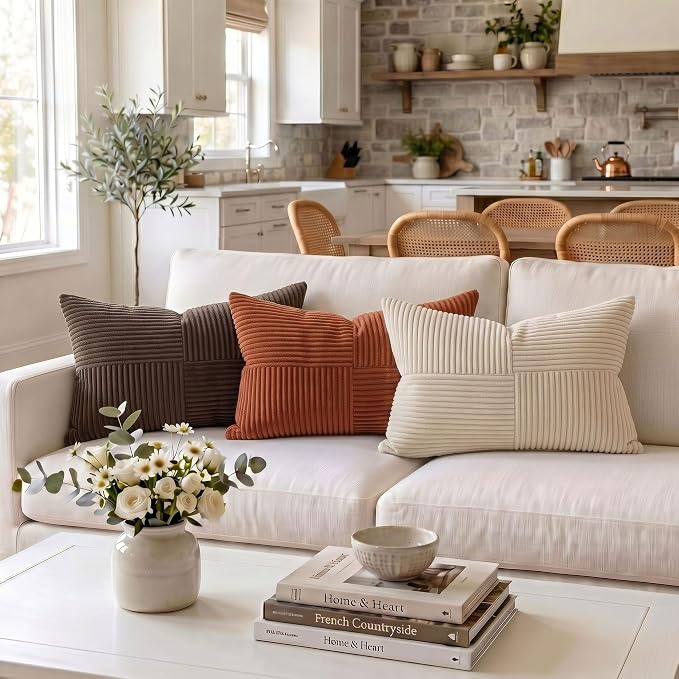 Fancy Homi 2 Packs Rust Long Lumbar Decorative Throw Pillow Covers 12x24 Inch - Image 2