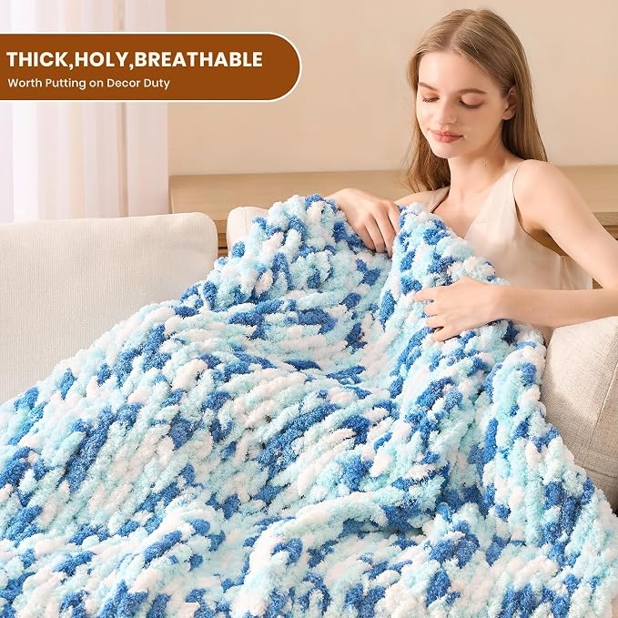 L'AGRATY Chunky Knit Throw Blanket - Image 4