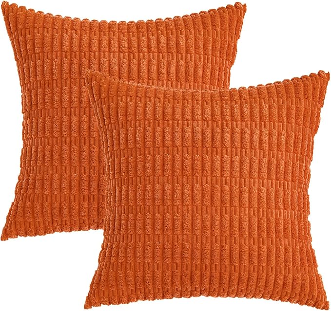 MIULEE Fall Corduroy Decorative Throw Pillow Covers 20x20 Orange Pack of 2 | - Image 6
