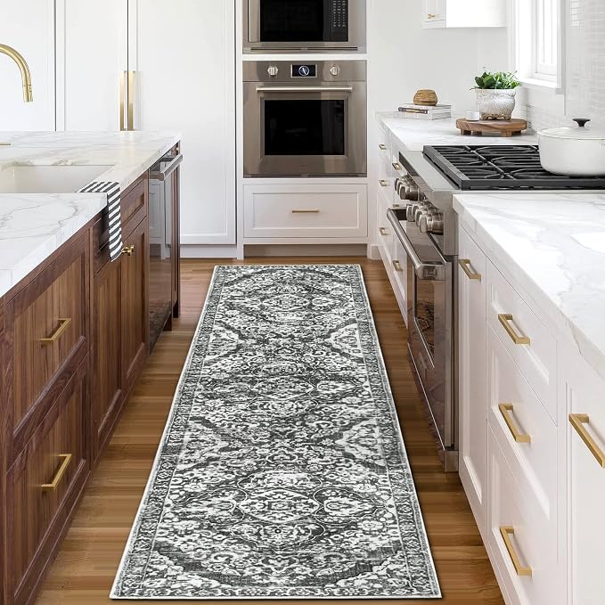HEBE Hallway Runner Rug 2'x8', Washable Non Slip Kitchen Rug Runner | Soft Boho - Image 3