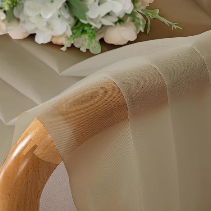 Taupe Sheer Curtains 54 Inches Long 2 Panels - Image 5