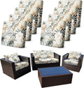 CALBODE 8Pcs Stretch Patio Cushion Cover, Tropical Floral and Leaf Pattern Sofa by CALBODE