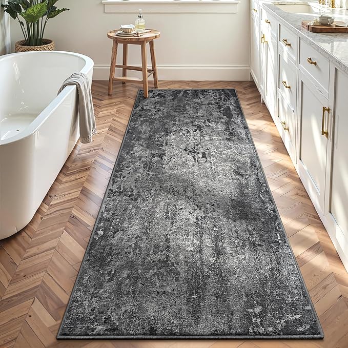2x7 Black Rug Runners for Hallways Kitchen Runner Rug Non Slip Washable Black - Image 4