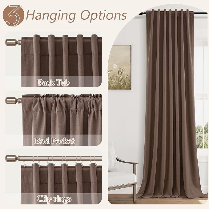 100% Blackout Curtains 120 Inch Length 2 Panels Set - Image 6