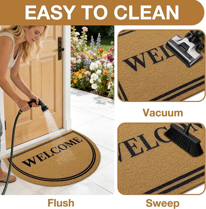 OLANLY Half Circle Front Door Mat, Low Profile Doormat, Stain and Fade Resistant - Image 5