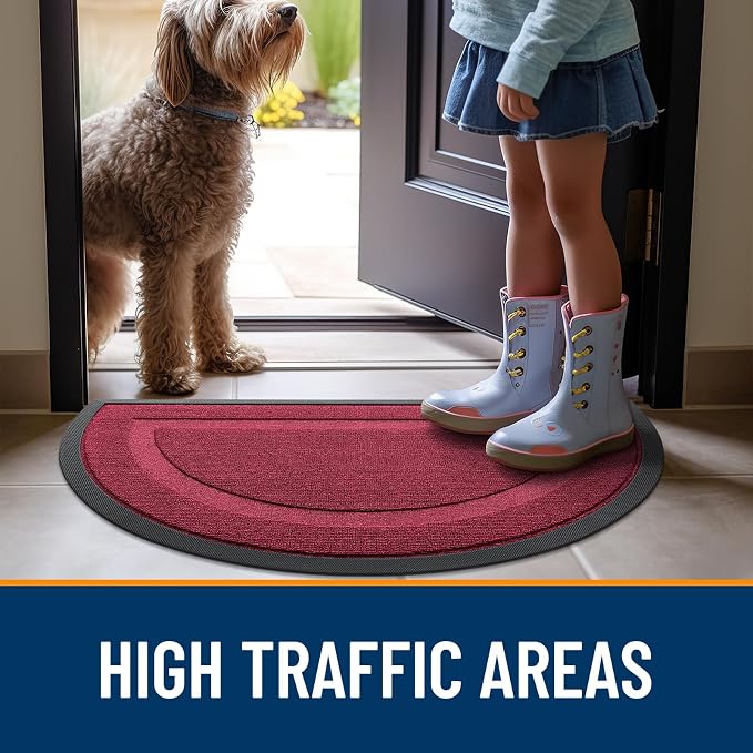 OLANLY Half Circle Front Door Mat Outside 71x23 All-Season Rubber Doormat | - Image 6